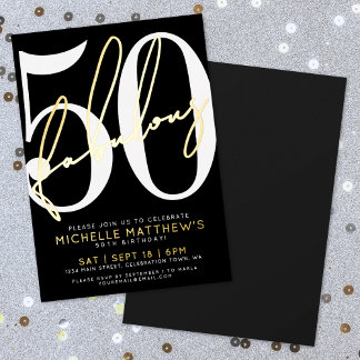 Fifty And Fabulous Modern 50th Birthday Party Gold Folieneinladung