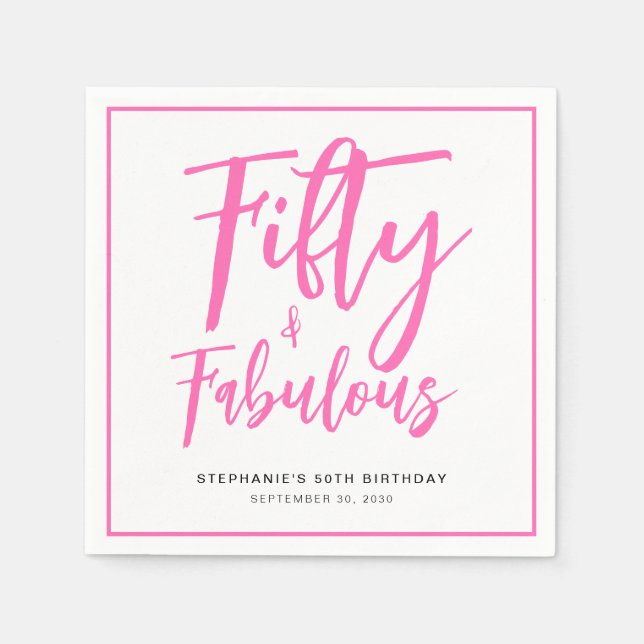 Fifty and Fabulous Name Date 50th Birthday Party Serviette (Vorderseite)