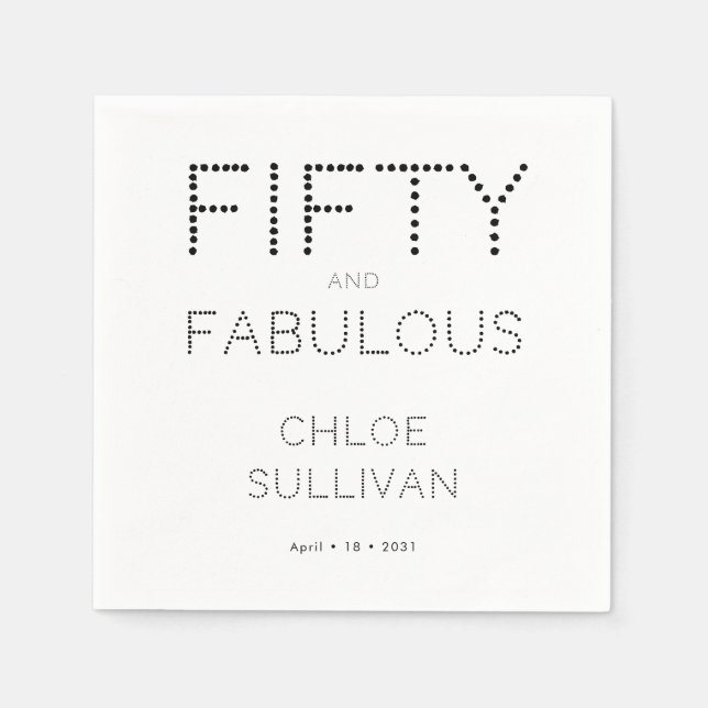 Fifty and Fabulous Name Date 50th Birthday Party Serviette (Vorderseite)