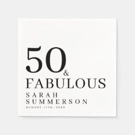 Fifty and Fabulous Name Date 50th Birthday Party Serviette