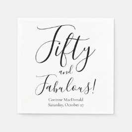 Fifty and Fabulous Name Date 50th Birthday Party Serviette