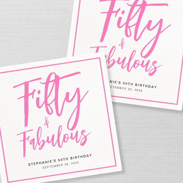 Fifty and Fabulous Name Date 50th Birthday Party Serviette (Von Creator hochgeladen)