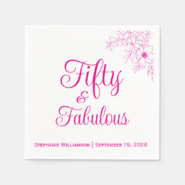 Fifty and Fabulous Name Date Birthday Party Serviette