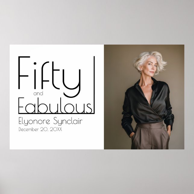 Fifty and Fabulous Photo 50th Birthday Party Poster (Vorne)