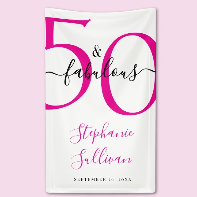 Fifty and Fabulous Pink 50th Birthday Party  Banner (Von Creator hochgeladen)