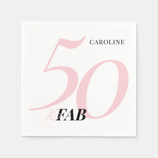 Fifty and Fabulous Pink Bold Birthday Serviette (Vorderseite)