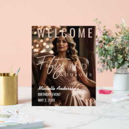 Fifty and Fabulous Rose Gold Acrylic Table Sign  Acrylschild