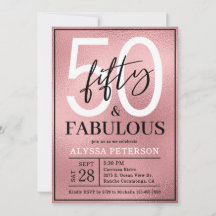 Fifty and Fabulous Rose Gold Script 50th Birthday