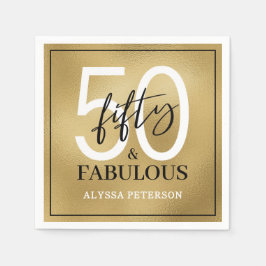 Fifty and Fabulous Script 50th Birthday Serviette