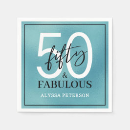 Fifty and Fabulous Script 50th Birthday Serviette