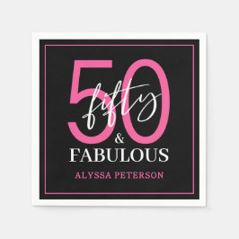 Fifty and Fabulous Script 50th Birthday Serviette