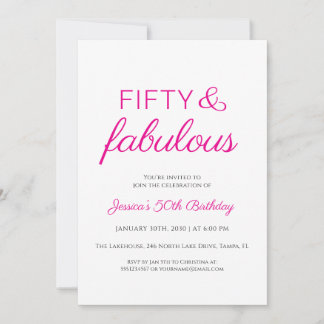 Fifty and Fabulous Script Pink 50th Birthday Party Einladung