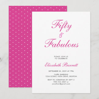 Fifty and Fabulous Script Pink 50th Birthday Party Einladung