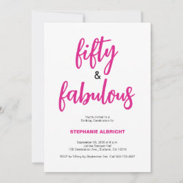 Fifty and Fabulous Script Pink 50th Birthday Party Einladung