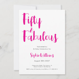 Fifty and Fabulous Script Pink 50th Birthday Party Einladung