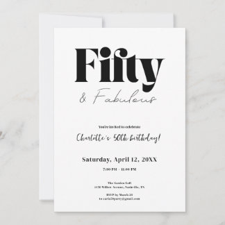 Fifty & Fabulous 50th Birthday Invitation Einladung