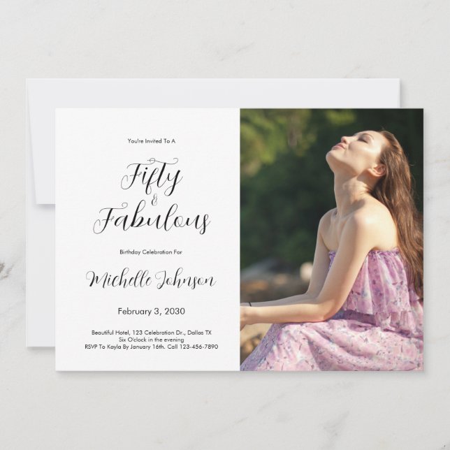 Fifty & Fabulous 50th Birthday Party Einladung (Vorderseite)