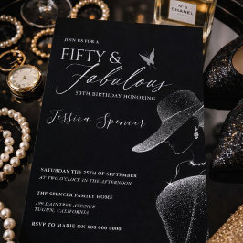 Fifty & Fabulous Black Glam 50th Birthday Einladung
