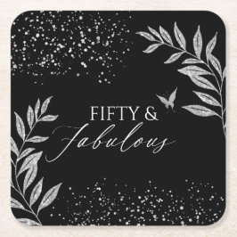 Fifty & Fabulous Black Glam 50th bithday Rechteckiger Pappuntersetzer