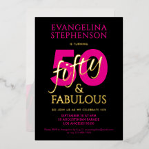 Fifty Fabulous Black Pink Gold 50th Birthday Photo