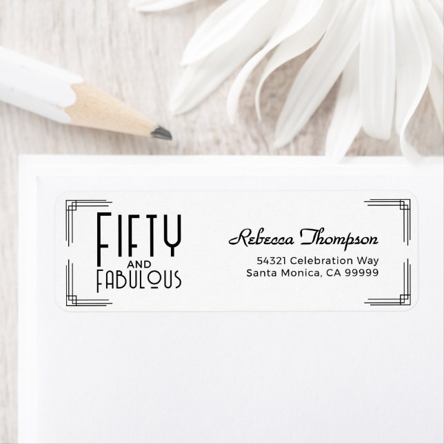 Fifty Fabulous Black White Art Deco 50th Birthday (Insitu)