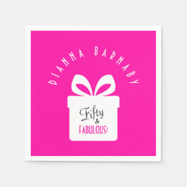 Fifty & FABULOUS! Girly Pink Birthday Party Serviette