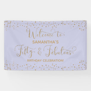 Fifty & Fabulous Party Willkommen Gold und Lavende Banner