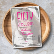 Fifty Fabulous Photo Pink Art Deco 50th Birthday