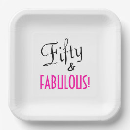 Fifty & FABULOUS! Retro Hot Pink Birthday Party Pappteller