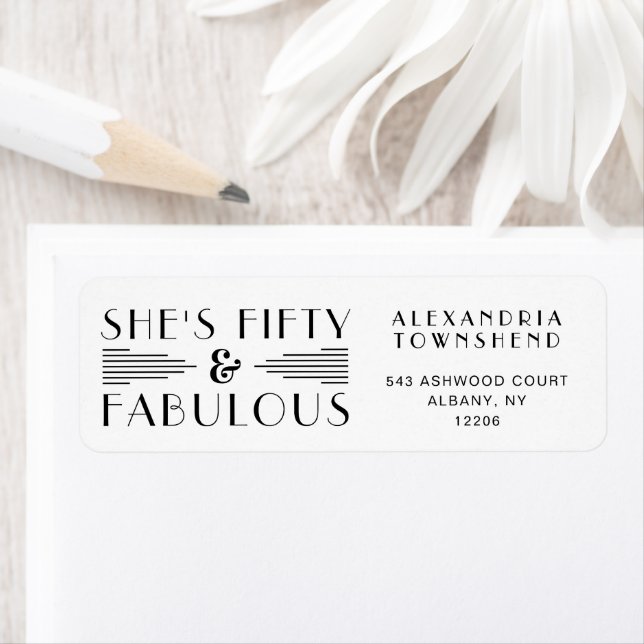 Fifty & Fabulous White Art Deco 50th Birthday (Insitu)