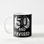 Fifty Favored 50th Birthday Funny Party 50 Men Kaffeetasse<br><div class="desc">Fifty Favored 50th Birthday Funny Party 50 Men Women Gift. Perfect gift for your dad,  mom,  papa,  men,  women,  friend and family members on Thanksgiving Day,  Christmas Day,  Mothers Day,  Fathers Day,  4th of July,  1776 Independent day,  Veterans Day,  Halloween Day,  Patrick's Day</div>