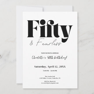 Fifty & Fearless 50th Birthday Invitation Einladung