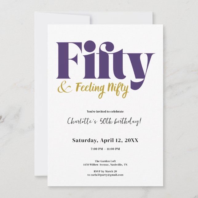 Fifty & Feeling Nifty 50th Birthday Invitation (Devant)