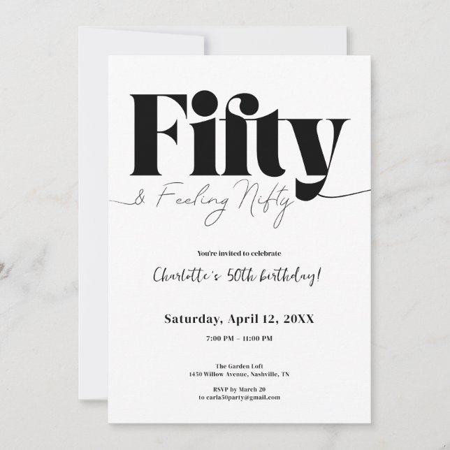 Fifty & Feeling Nifty 50th Birthday Invitation Einladung (Vorderseite)