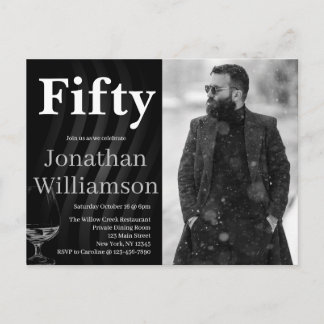 Fifty Modern 50th Birthday Party Photo For Him Postkarte