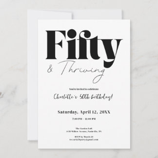 Fifty & Thriving 50th Birthday Invitation Einladung