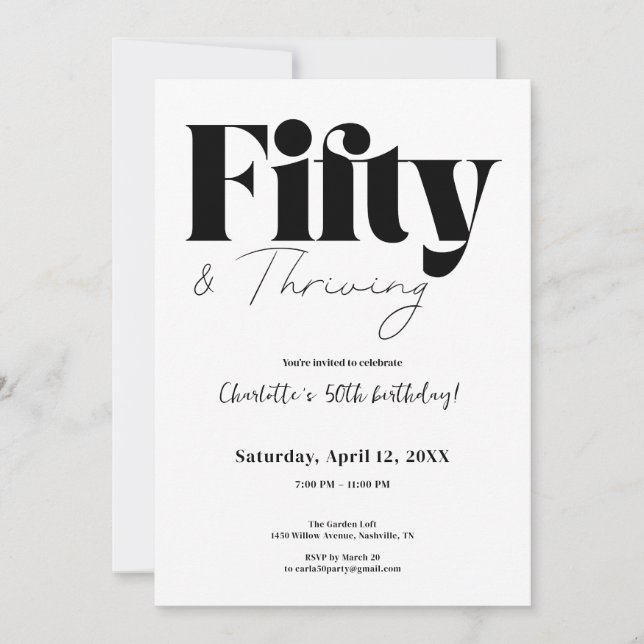 Fifty & Thriving Invitation pour les 50 ans (Devant)