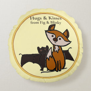 Fig & Blinky Câlins et Bisous Coussin Rond jaune