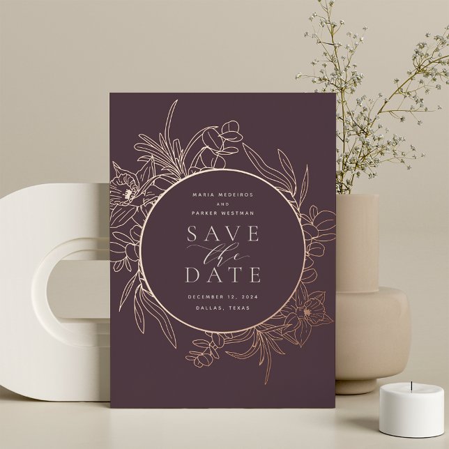 Fig | Floral Foil Enregistrer la carte de date (Créateur téléchargé)