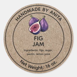 Fig Jam Jelly Jar Étiquette Kraft Style papier