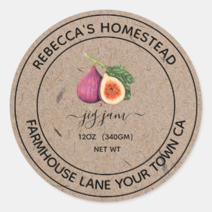 Fig Jam Kraft Papier Canning Jar Labels Runder Aufkleber