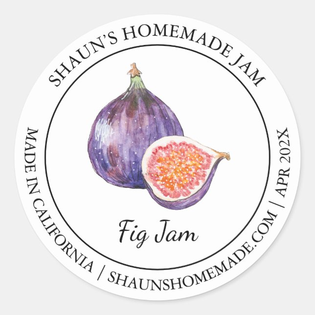 Fig Jam Modern Label Runder Aufkleber (Vorderseite)