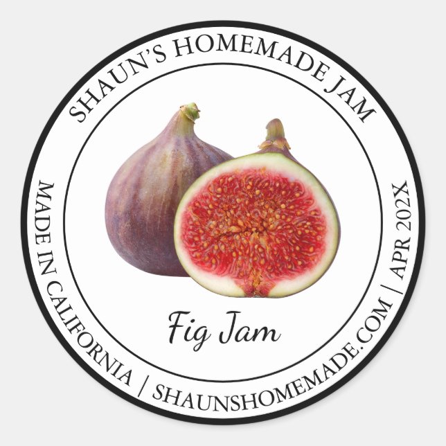 Fig Jam Modern Label Runder Aufkleber (Vorderseite)