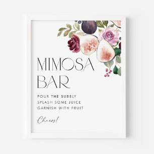 Figand Berry Floral Brautparty Mimosa Bar Poster
