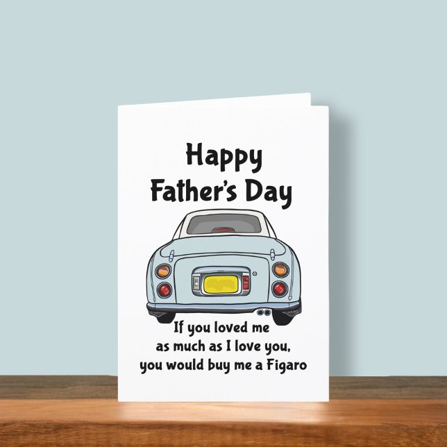 Figarations Blue Figaro Car Vatertag Card Karte (Fun figgy Father's Day card to send to your dad. He may buy you a figaro is you ask nicely)