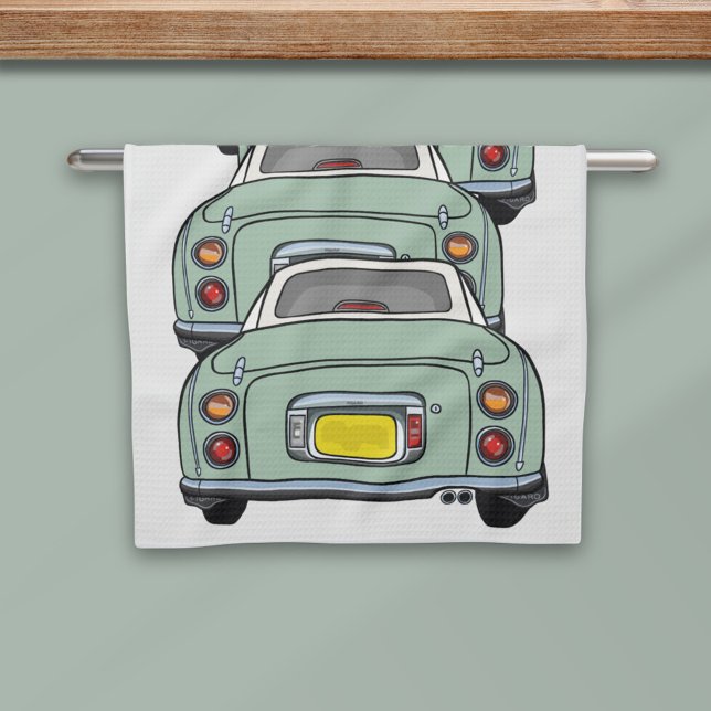 Figarations Convoy Green Figaro Voiture Serviette  (Cute green figaro cars doing what they do best - convoy!)