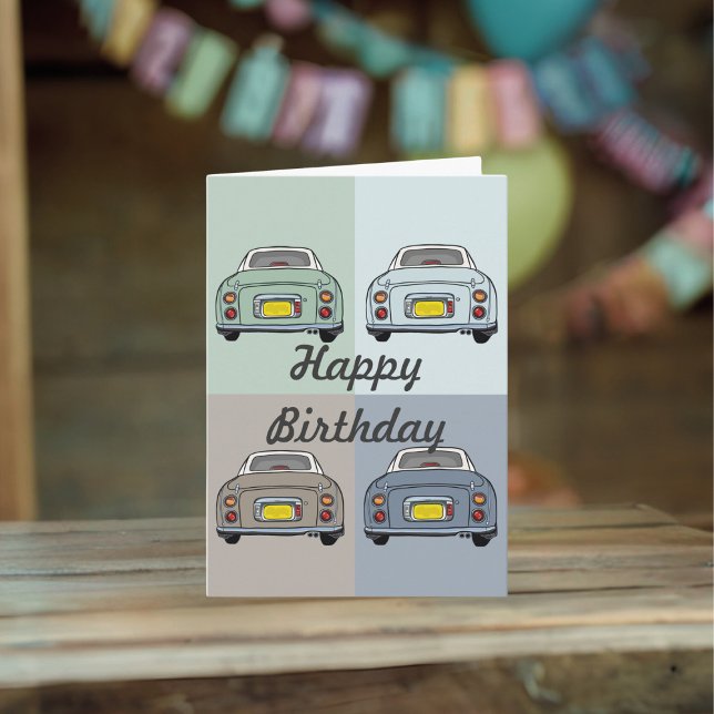 Figarations Figaro Saison Voiture Carte Anniversai (Happy Birthday to your figaro! Send them this card (or send it to a figgy loving friend))