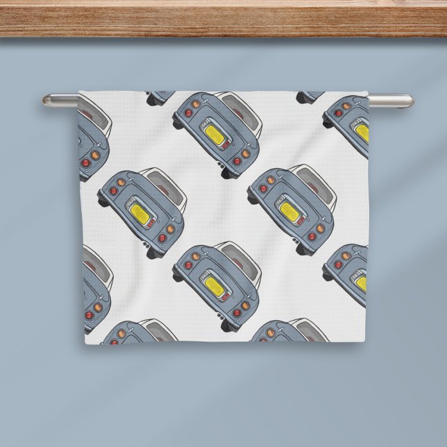 Figarations Figaro Voiture Lapis Gris Serviette de (A fun lapis grey figaro car pattern kitchen towel just for you)