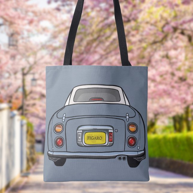 Figarations Jote Lapis Grey Figaro Sac fourre-tout (Add your car reg number or figgy car name to this cute lapis grey figaro car tote bag)