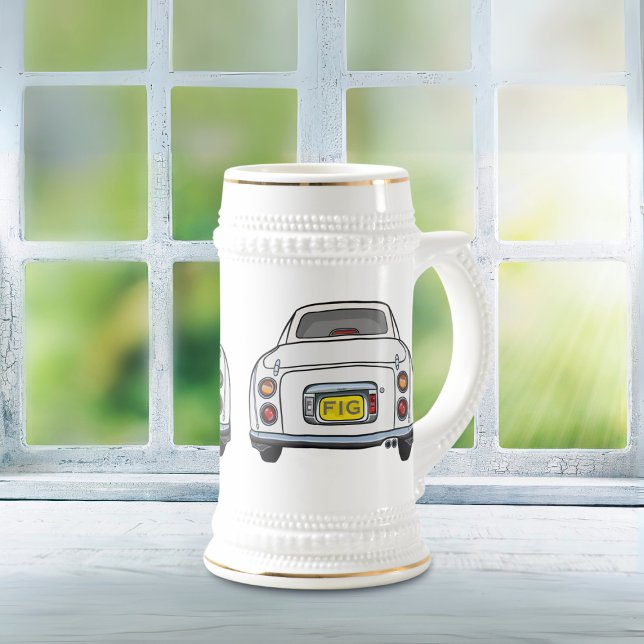 Figarations Mit Monogramm White Figaro Beer Stein Bierglas (Fun figaro beer stein for the white figaro driver (when they are not driving) Add your initials)